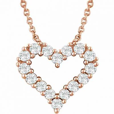 14K Rose Gold 0.25 Carat Diamond Heart Necklace -  - STLPD-651759R