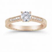 14K Rose Gold 0.33 Carat Vintage Floral Diamond Engagement Ring