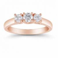 14K Rose Gold 1/2 Carat Three Stone Diamond Ring