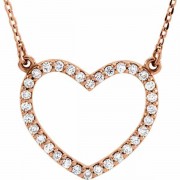 14K Rose Gold 16" Open Heart Necklace