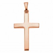 14K Rose Gold Beveled Cross Pendant