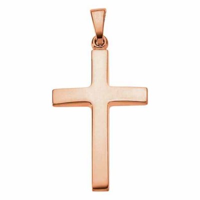 14K Rose Gold Beveled Cross Pendant -  - STLCR-R41279-R