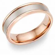 18K Rose Gold Brushed Wedding Band Ring