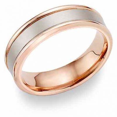 14K Rose Gold Brushed Wedding Band Ring -  - ROSE-I