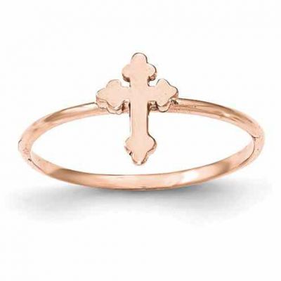 14K Rose Gold Budded Cross Ring for Women -  - QGRG-K5727