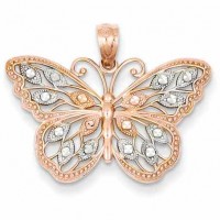 14K Rose Gold Butterfly Pendant