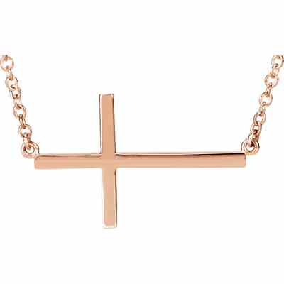 14K Rose Gold Cross Bar Necklace -  - STLPD-R45323R