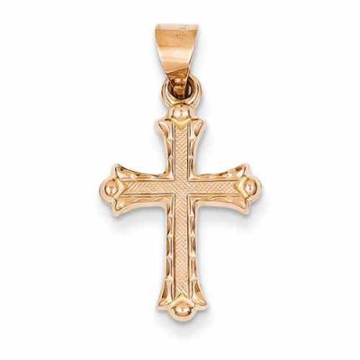 14K Rose Gold Cross Pendant for Women -  - QGCR-XR1228