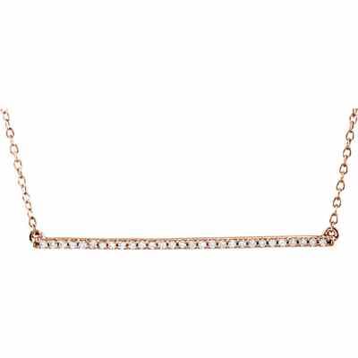 14K Rose Gold Diamond Bar Necklace -  - STLPD-651084R