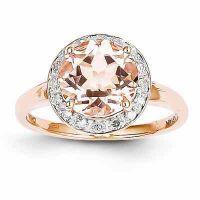 14K Rose Gold Diamond Halo and Morganite Ring