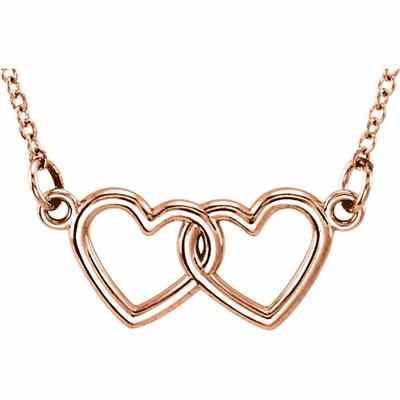 14K Rose Gold Double Heart Necklace -  - STLPD-65792R