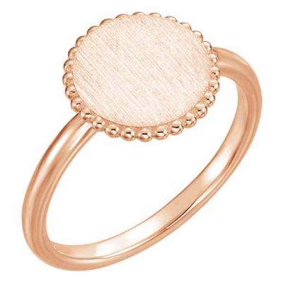 14K Rose Gold Engraveable Circle Signet Ring -  - STLRG-51686R