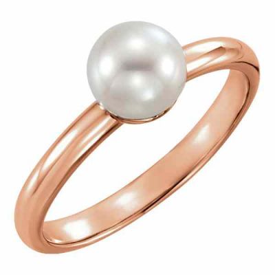 14K Rose Gold Freshwater Pearl Solitaire Ring -  - STLRG-6470R
