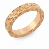 14K Rose Gold Hand Carved Design Wedding Ring
