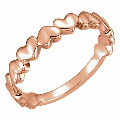 14K Rose Gold Heart Band -  - STLRG-51575R