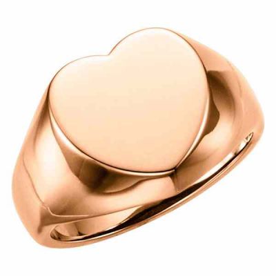 14K Rose Gold Heart Signet Ring -  - STLRG-51413R