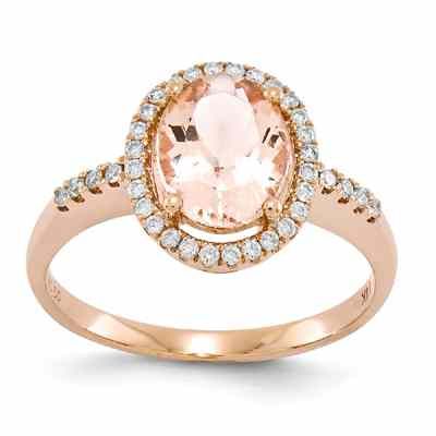 14K Rose Gold Morganite & Diamond Ring -  - QGRG-Y10688MGAA