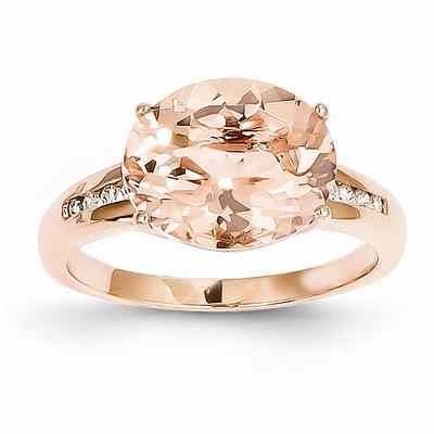 14K Rose Gold Oval Morganite and Diamond Ring -  - QGRG-Y10683MGAA