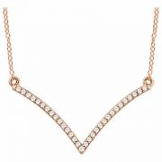 14K Rose Gold "V" Shape Diamond Necklace