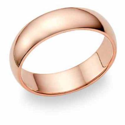 14K Rose Gold Wedding Band Ring (6mm) -  - ROSE-6