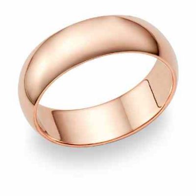 14K Rose Gold Wedding Band Ring (7mm) -  - ROSE-7