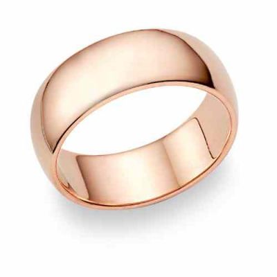14K Rose Gold Wedding Band Ring (8mm) -  - ROSE-8