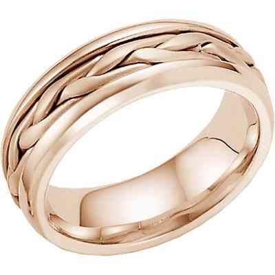 14K Rose Gold Wide Braided Wedding Band Ring -  - WED-L-R