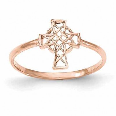 14K Rose Gold Women s Celtic Cross Ring -  - QGRG-K5729