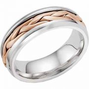 14K Rose - White Gold Wide Braided Wedding Band Ring