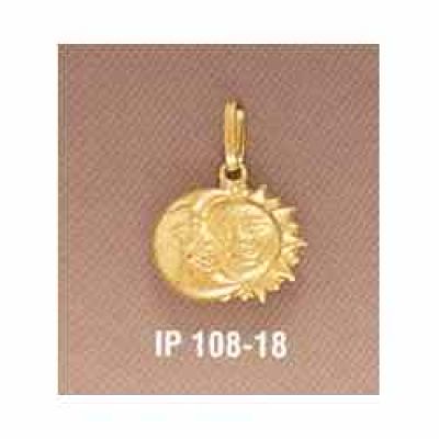 14K Solid Gold Moon and Sun Pendant -  - IP108-18