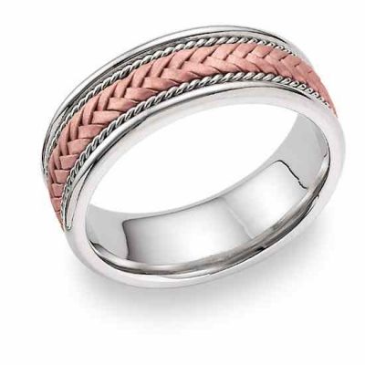 14K Solid Rose Gold Braided Wedding Band Ring -  - ROSE-C