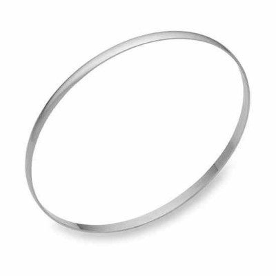 14K Solid White Gold Bangle Bracelet, 3mm -  - Bangle-42-26W