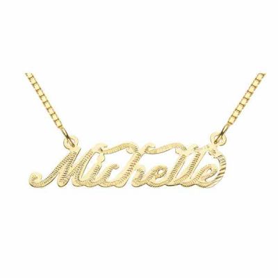 14K Solid Yellow Gold Custom Name Pendant, Michelle Design -  - NP-127-11