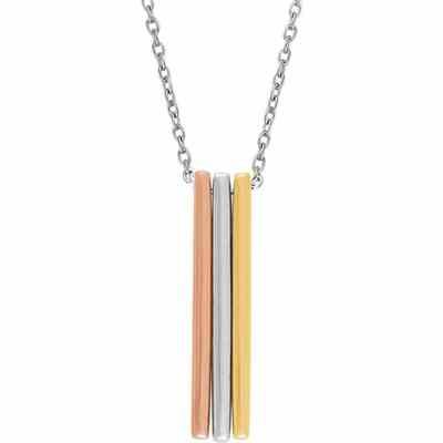 14K Tri-Color Gold Bar Necklace -  - STLPD-651951