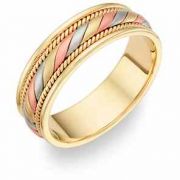 14K Tri-Color Gold Wedding Band Ring