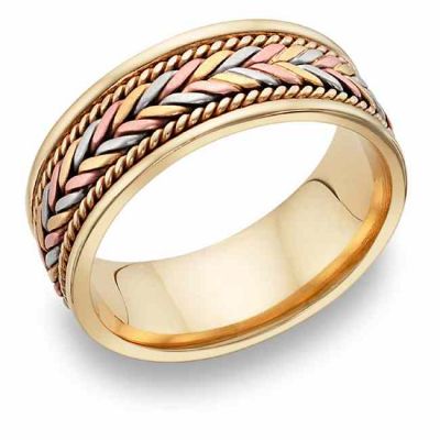 14K Tri-Color Gold Woven Wedding Band Ring -  - WBAND-29