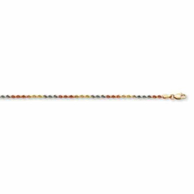 14K Tri-Color Rope Bracelet (1.5mm) -  - QGBR-012TC-7