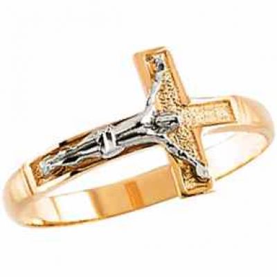 14K Two-Tone Crucifix Ring -  - STLRG-R4302614K