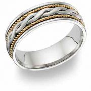 14K Two-Tone Gold Braided Wedding Band Ring