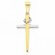 14K Two-Tone Gold Crown of Thorns Cross