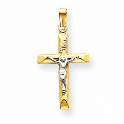 14K Two-Tone Gold Crucifix Pendant -  - QGPD-XR293