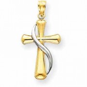 14K Two-Tone Gold Methodist Cross Pendant