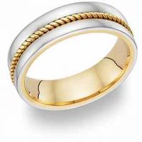 14K Two-Tone Gold Rope Design Wedding Band Ring