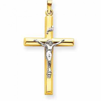 14K Two-Tone INRI Crucifix Pendant -  - QGCR-XR299