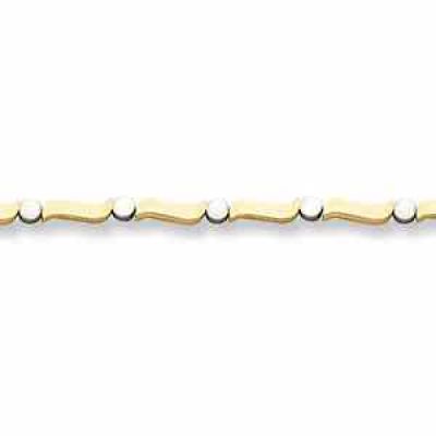 14K Two-Tone Wave Design Gold Bracelet -  - DEBR-L-14