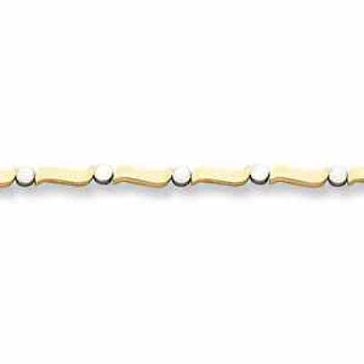 14K Two-Tone Wave Design Gold Bracelet -  - DEBR-L-14