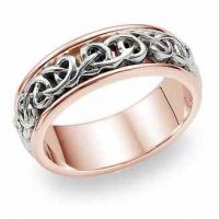 14K White and Rose Gold Celtic Knot Wedding Band