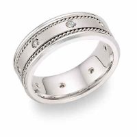 14K White Gold 1/4 Carat Diamond Wedding Band Ring