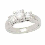 14K White Gold 1 Carat Three-Stone Diamond Ring