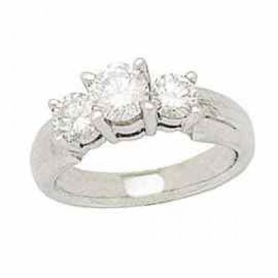 14K White Gold 1 Carat Three-Stone Diamond Ring -  - AOGEGR1441